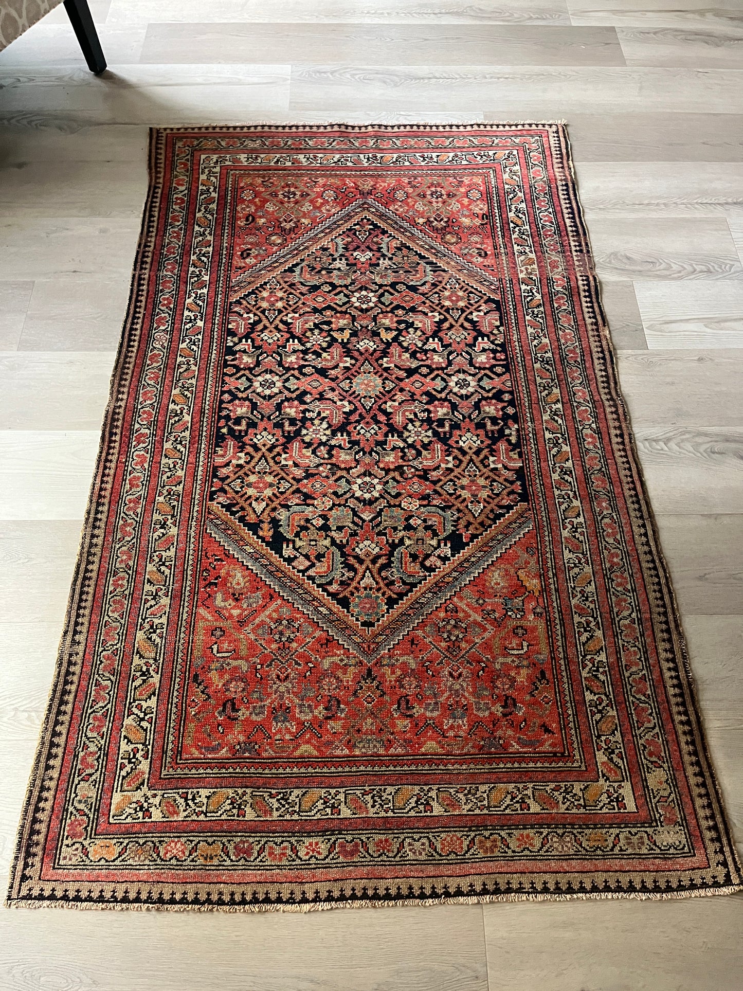 Magnificent True Antique Persian Feraghan Maylayer Heriz Area Rug 4 x 6.8