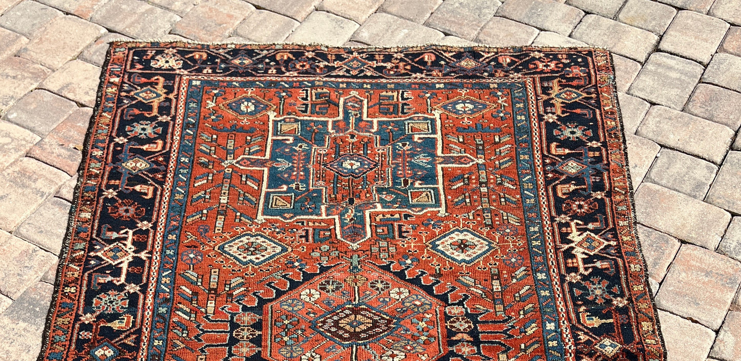Antique Persian Heriz/Karadja Carpet circa 1910, 53 x 76 inches