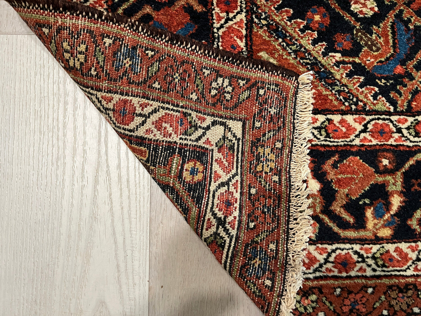 Antique Persian Persian Hamadan Rug that can withstand heavy traffic including about the best underlayment pad money can buy- cut to order