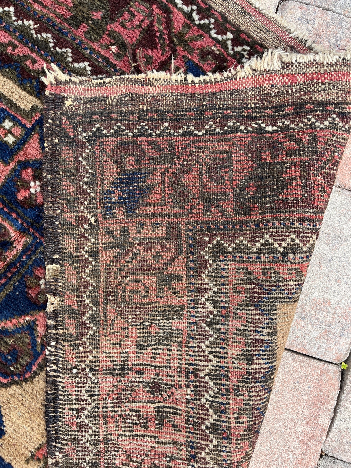 Rare Antique Handwoven Camel Hair Balouh Rug