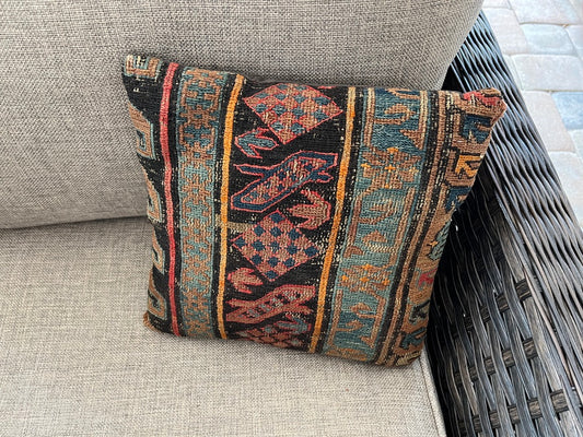 Antique Handwoven Caucasian Soumak Pillow