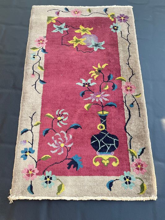 A Darling Antique Art Deco Chinese Rug