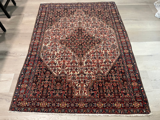 Fine Antique Persian Senna 4.6 x 6.3 feet