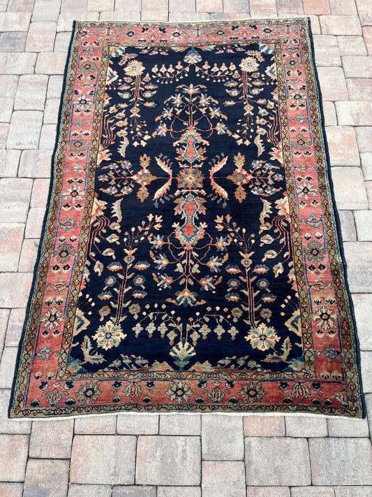 ANTIQUE SAROUK MOHAGERAN CARPET   4.3 X 6.5 FT