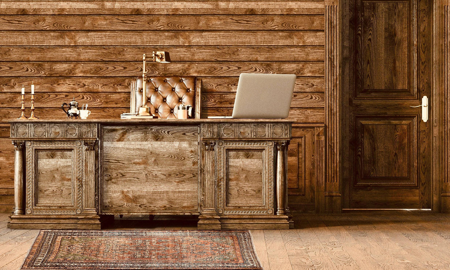 Antique Oriental Rug featuring the rich hues characteristic of renowned Heriz Serapi Rugs