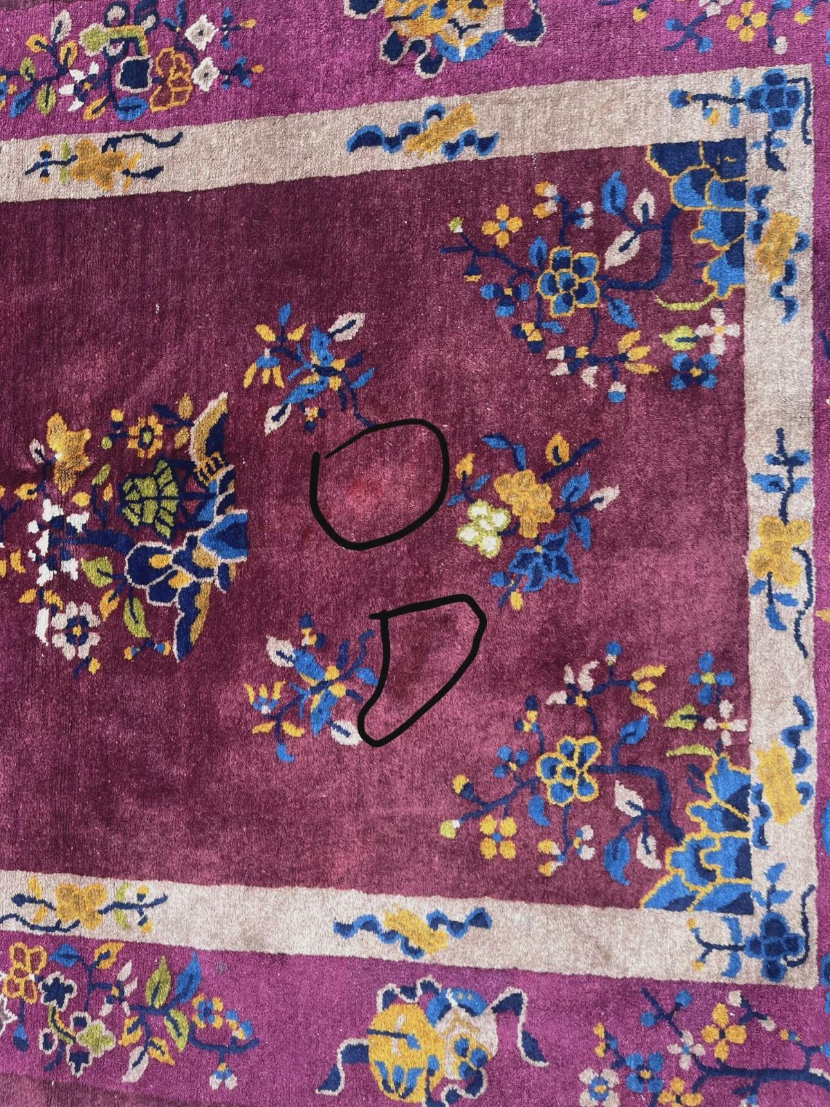 True Antique Handwoven Art Deco Rug - circa 1920's- With Great Purple Border!!