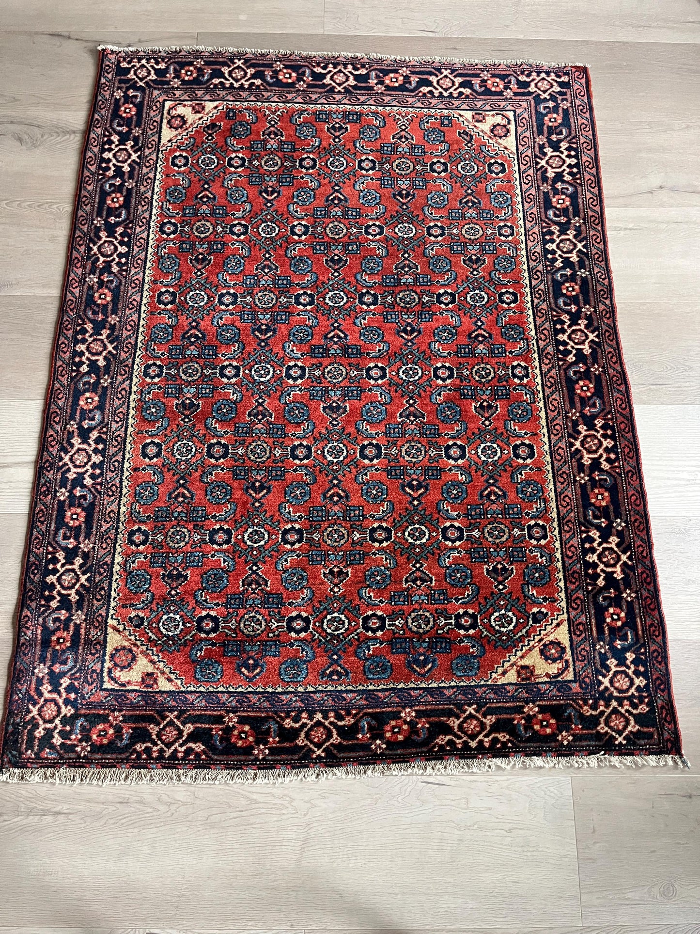 Genuine Antique Handwoven Oriental Rug, circa mid-1920s