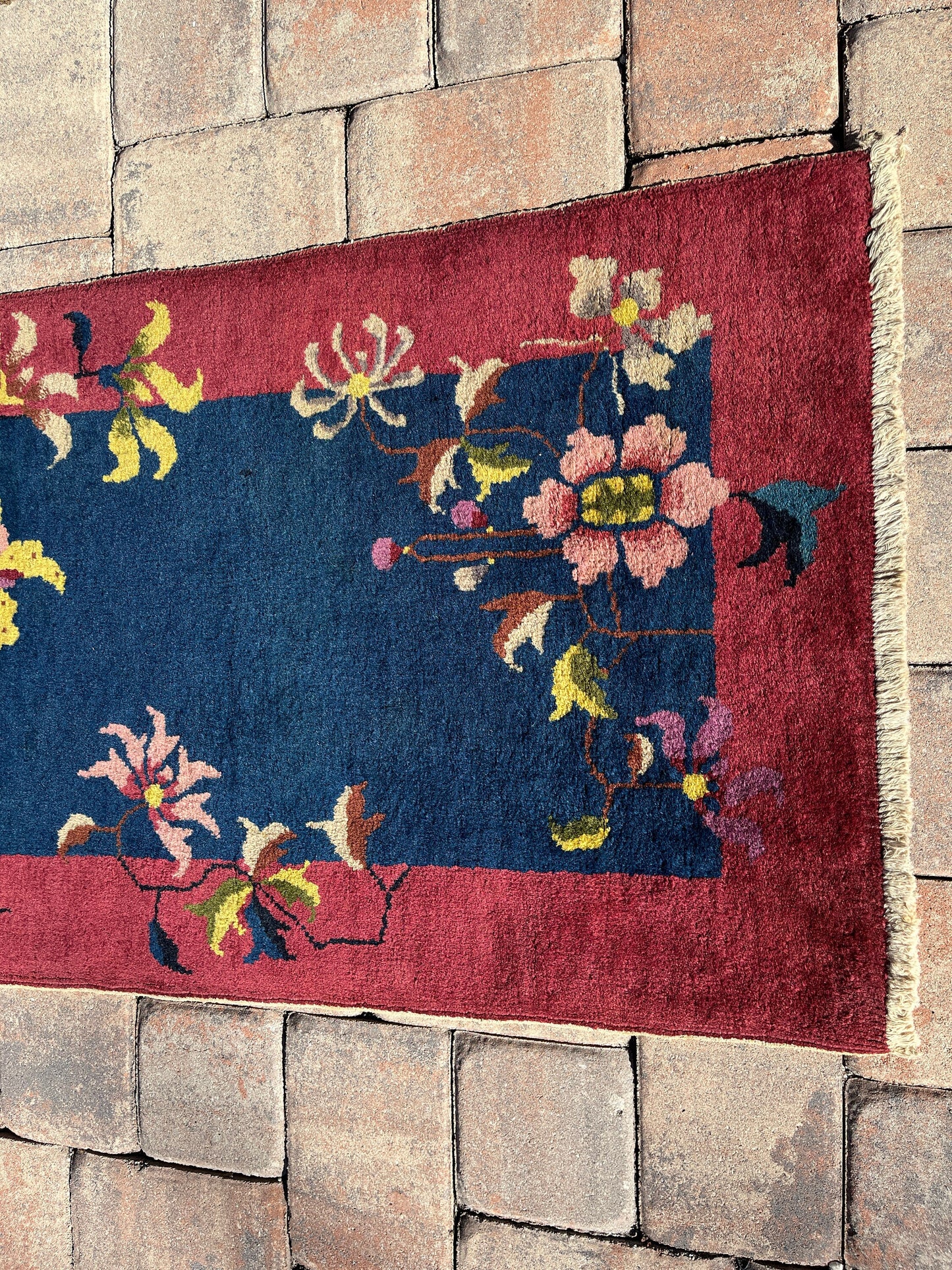 Antique Art Deco Chinese Rug including about the best underlayment pad money can buy-cut to order