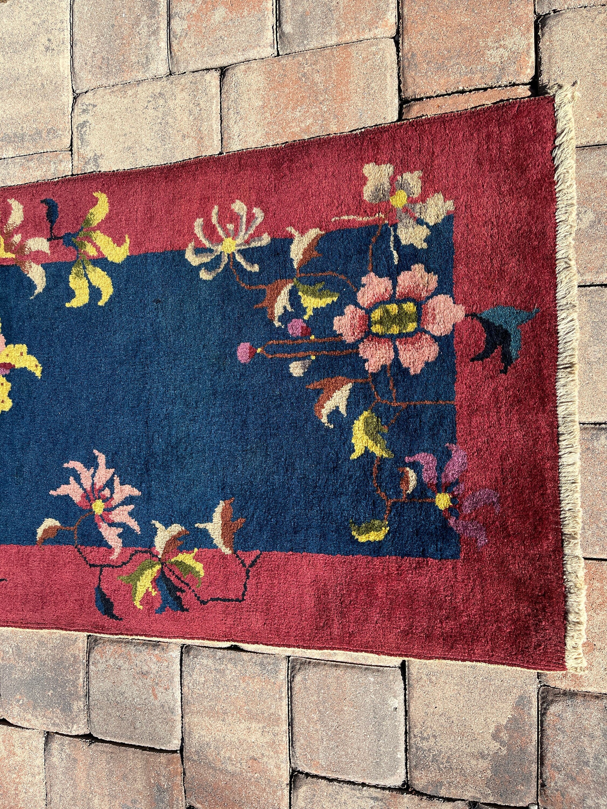 Antique Art Deco Chinese Rug including about the best underlayment pad money can buy-cut to order