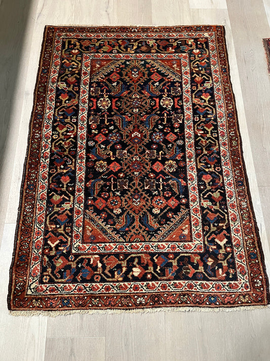 Antique Persian Persian Hamadan Rug that can withstand heavy traffic including about the best underlayment pad money can buy- cut to order