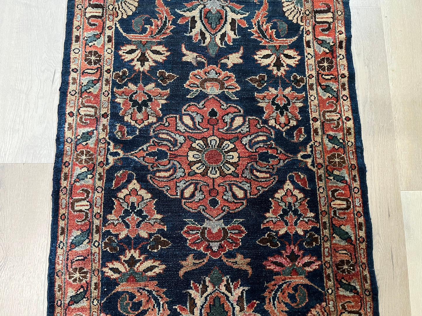 True Antique Hand-Knotted Persian Rug  including about the best underlayment pad money can buy-cut to order