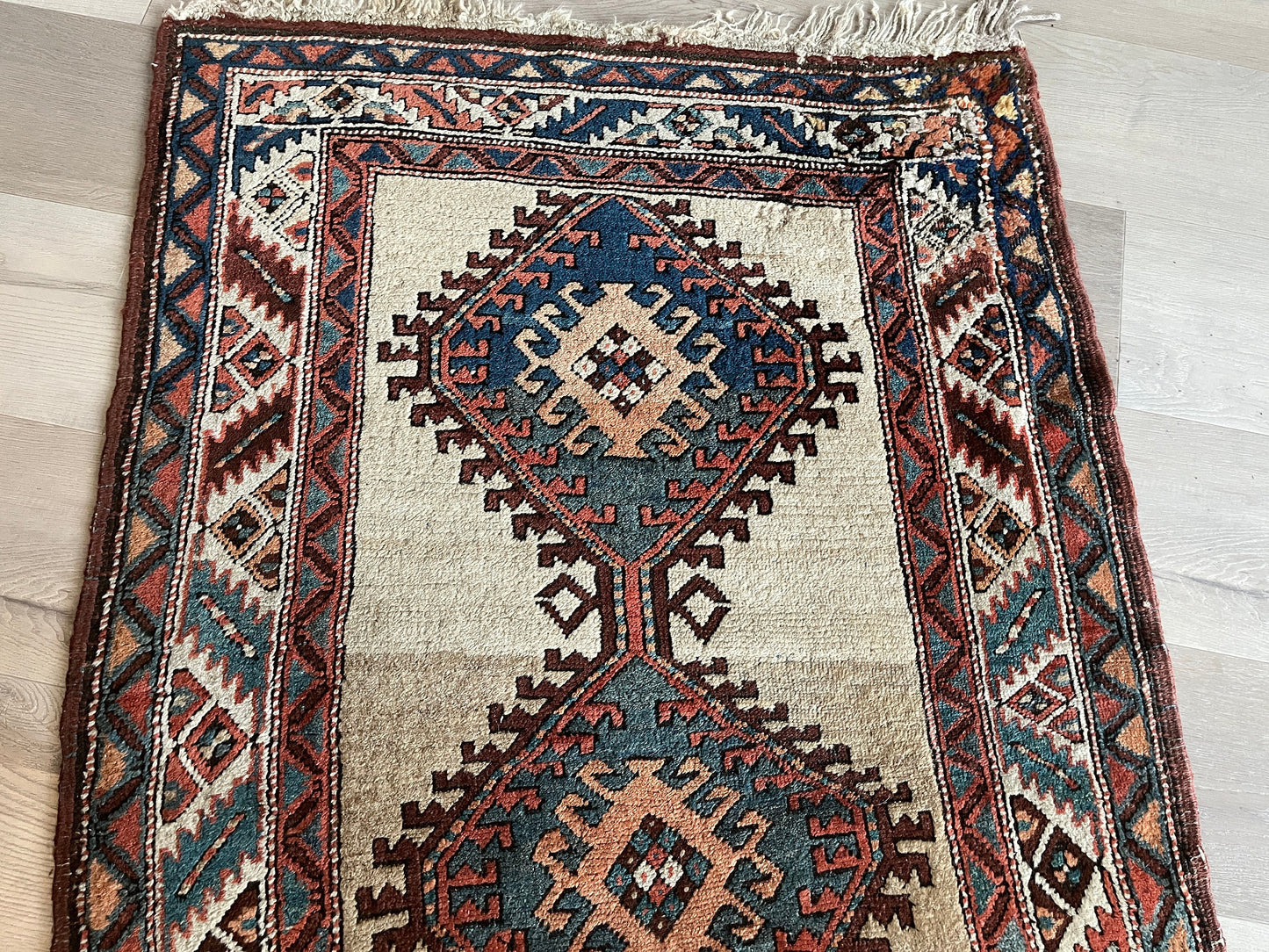 True Antique  over 100 years old hand-knotted Rare Camel Tribal Persian/Caucasian Runner including best padding cut to order
