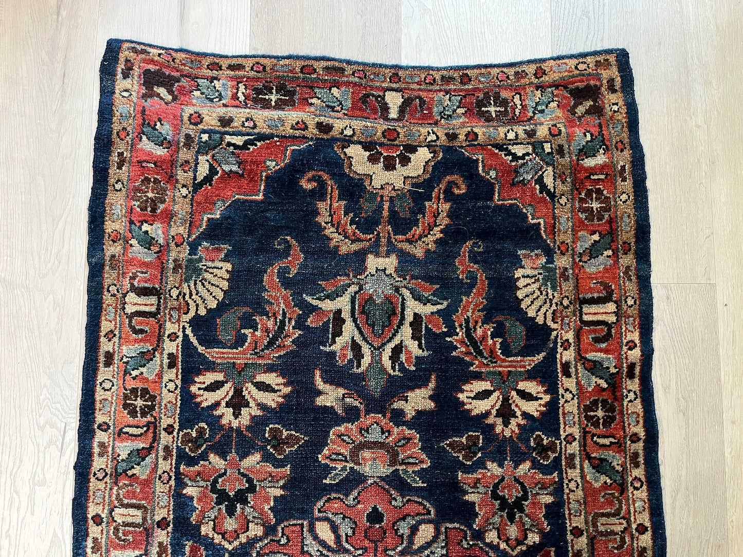 True Antique Hand-Knotted Persian Rug  including about the best underlayment pad money can buy-cut to order