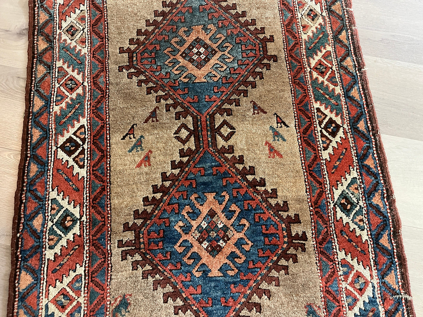 True Antique  over 100 years old hand-knotted Rare Camel Tribal Persian/Caucasian Runner including best padding cut to order