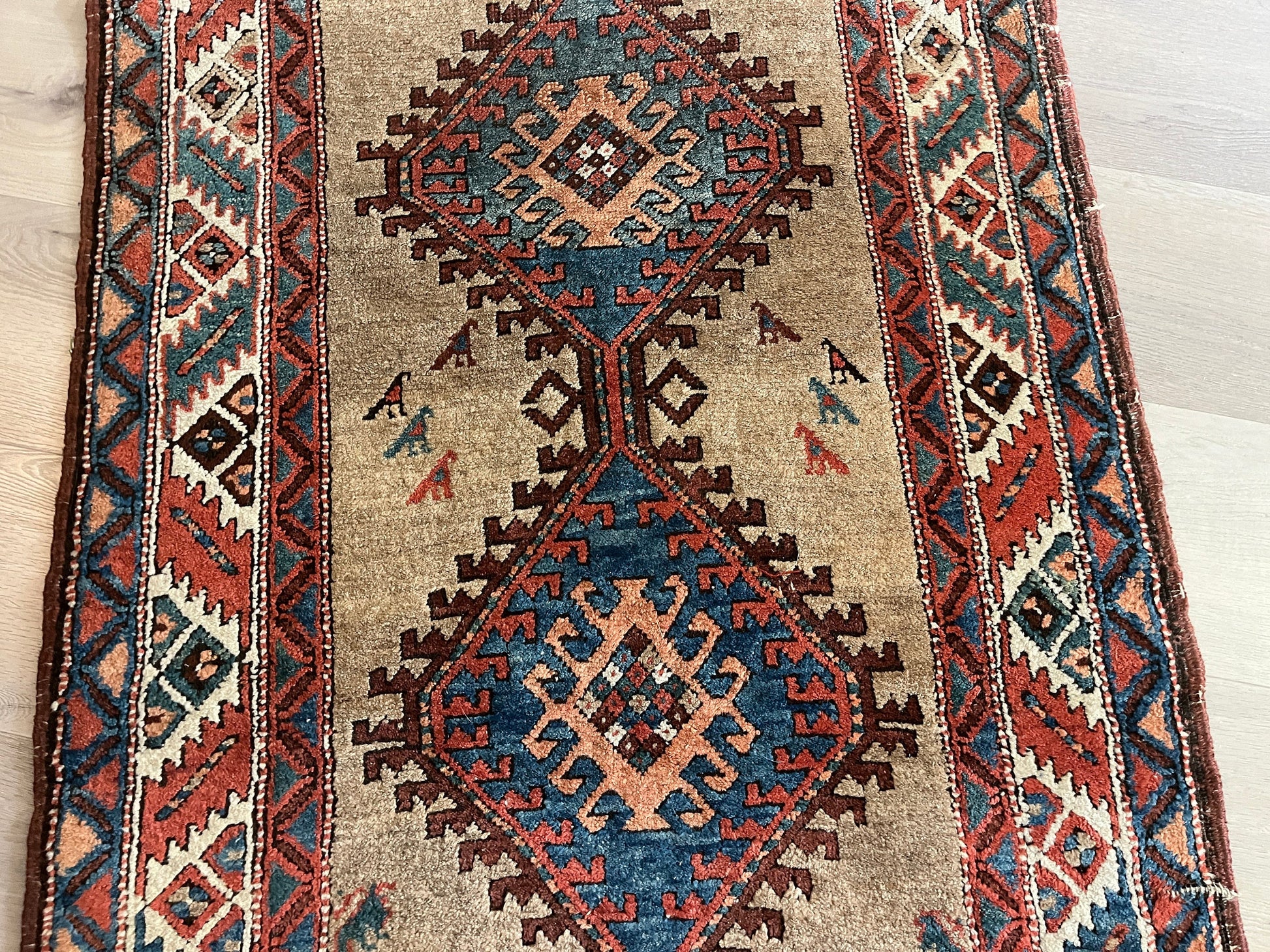 True Antique  over 100 years old hand-knotted Rare Camel Tribal Persian/Caucasian Runner including best padding cut to order